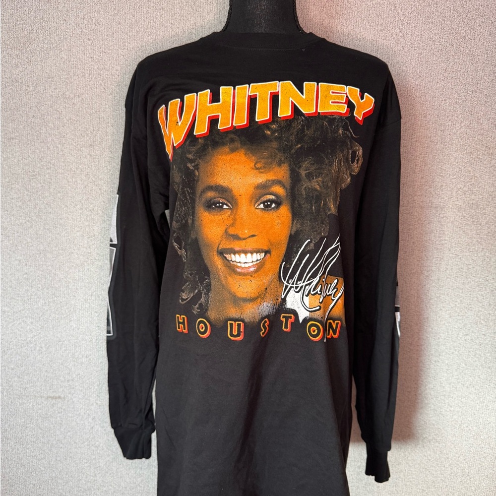 Whitney Houston Black Long Sleeve Graphic Tee